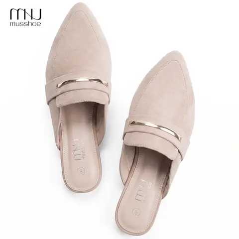 MUSSHOE Women’s Shoes Mules - Soft Plush Suede Pointed-Toe Ankle Pull-On Walking Shoes with Cushioning Memory Foam, Raised Rubber Sole, Suitable for Casual, Business Use,outdoorfun
