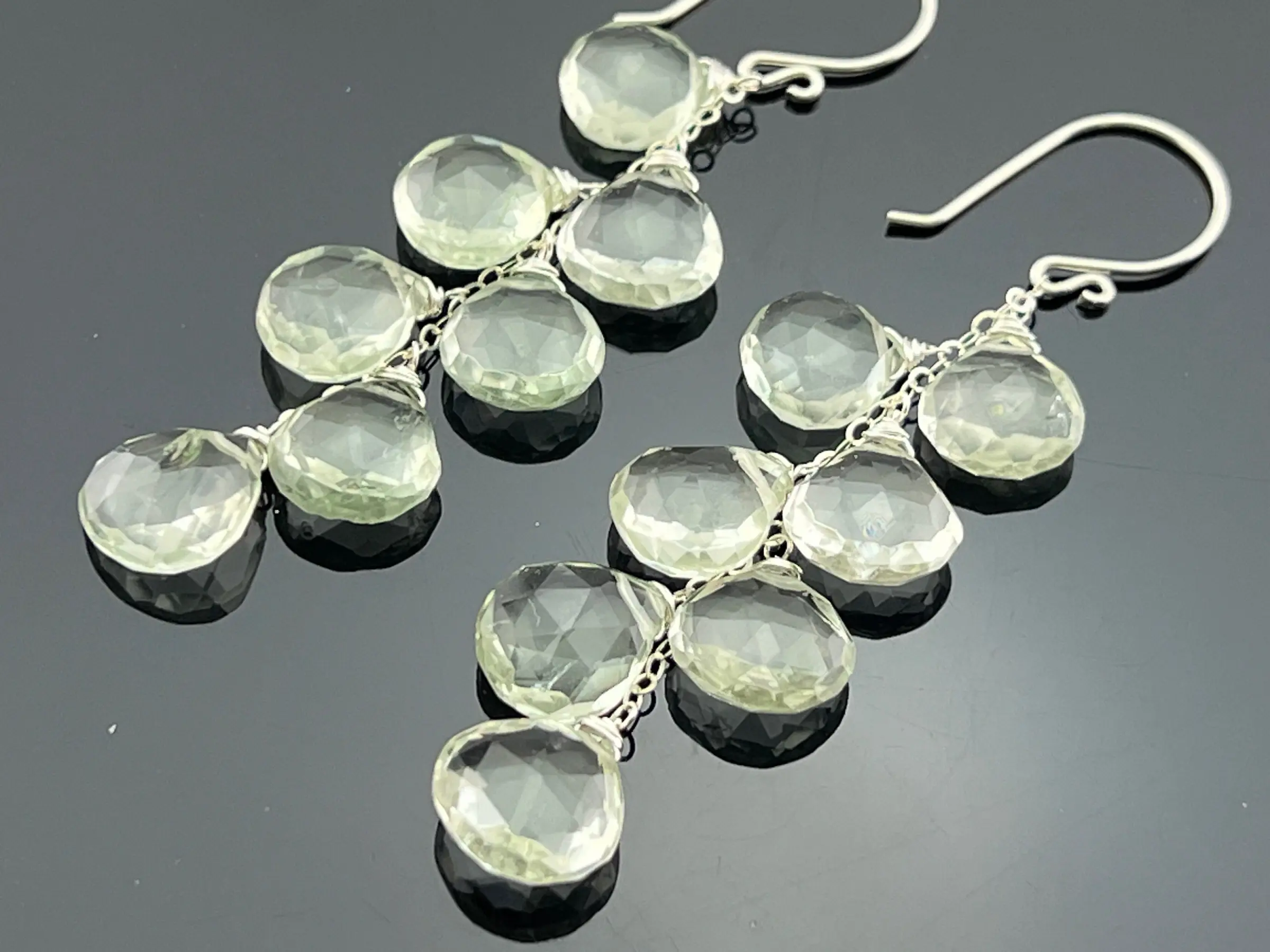 Green Amethyst Cascade Earrings • 925 Sterling Silver or 14K Gold Filled • Gemstone Jewelry