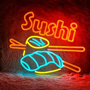 Japanese Sushi Neon Sign - -Powered LED Wall Light with Vibrant Red & Sushi Roll Design, Wall-Mounted Decor for Restaurants, Homes, Sushi Bars - Unique Gift For Sushi Lovers, Restaurant Decoration, Multicolor Lighting，5V USB adjustable switch / No power s