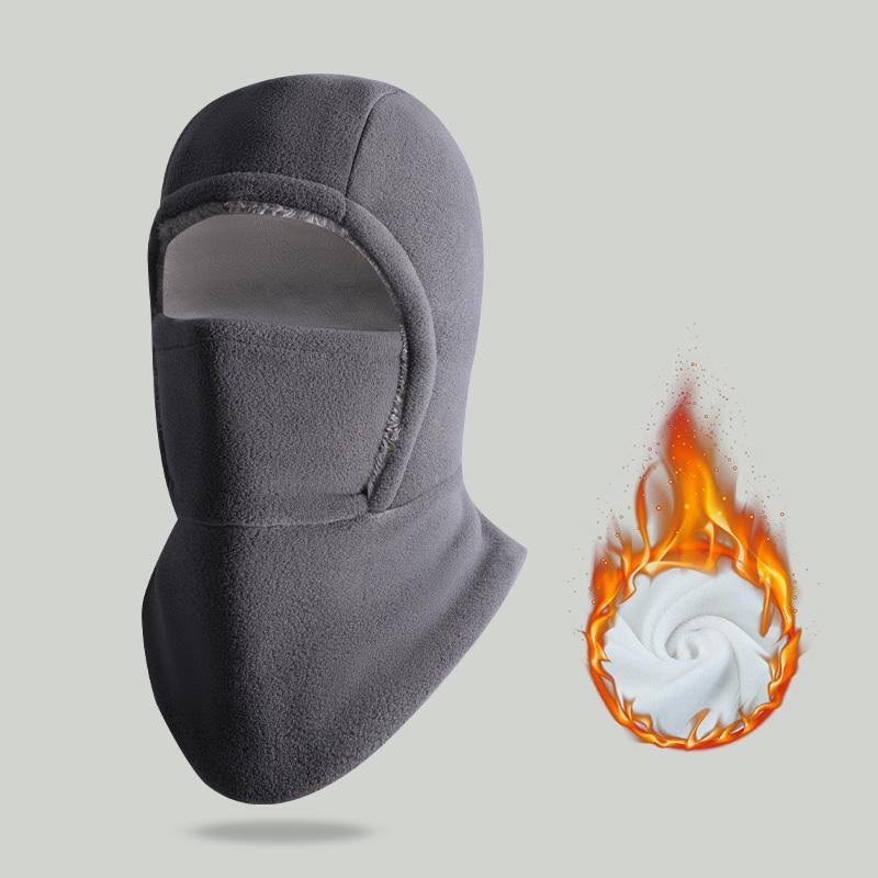 2-piece winter warm 2-in-1 hat and face mask – windproof, thick fleece lining, suitable for cycling, running, skiing, machine washable, black.