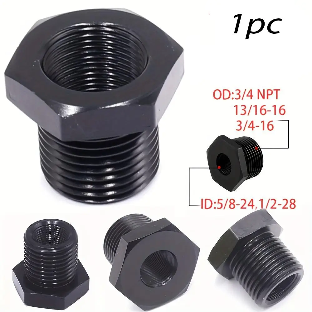 Adapter Screw 3/4-16,13/16-16,3/4 NPT to 1/2-28 ,5/8-24 Adapter Aluminum Black