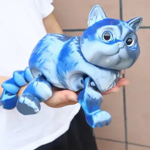 Cute Short Hair Cat Model, Jointly Moveable Small Animal Figurine, 3D Printed Collectible Toy, Adorable Kitten Statue