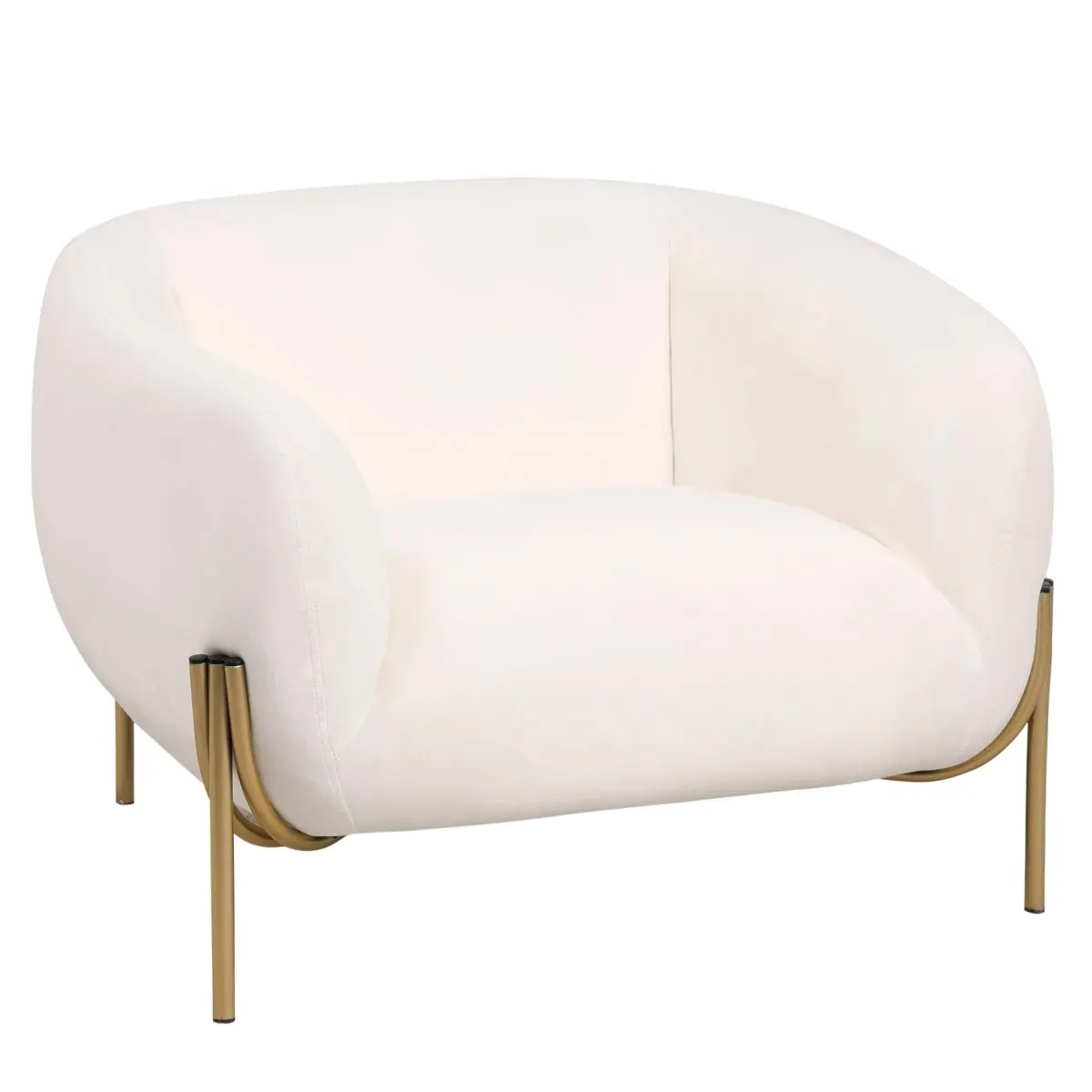 LeisureMod ZS39V-W Zuno Collection Modern Single Seater Sofa, White Velvet