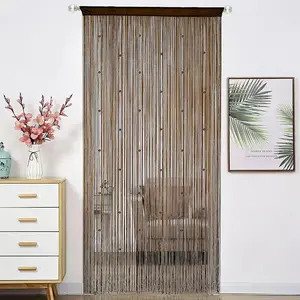 Beaded Curtain Beads Door String Curtains Ideal for Living Room Decor Wall Hanging Fringe Doorway Divider Bedroom Backdrop Hippie Window Closet  Rod Pocket Dense (100x200cm,Coffee)