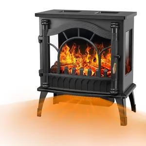 R.W.FLAME Electric Fireplace Heater , 20" Freestanding Fireplace Infrared Stove, 3D Realistic Flame Effects, Adjustable Heating Mode, Overheating Safe Design, Black, ETL Certified