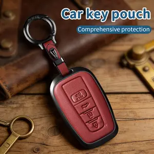 For Toyota Camry RAV4 Key Fob Cover with Keychain,for Highlander Avalon GT86 Key Fob Case Premium Soft genuine leather 360 Degree Protector Holder