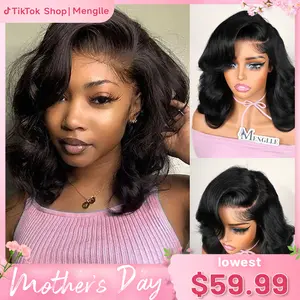 [Upgraded 7x6 Lace] Menglle Hair Glueless Pre Cut Lace 7X6 Bouncy Body Wave Lace Front Wigs Ready To Go Short Bob Human Hair Wigs Side Part Beginner Friendly#Summervibes#TikTokShopStockUp