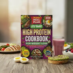 $7/Day High Protein Cookbook | 124 Easy Low Carb Recipes + 30 Day High Protein Meal Plan | Budget Friendly Healthy Cooking Guide – Affordable & Easy Everyday Eating