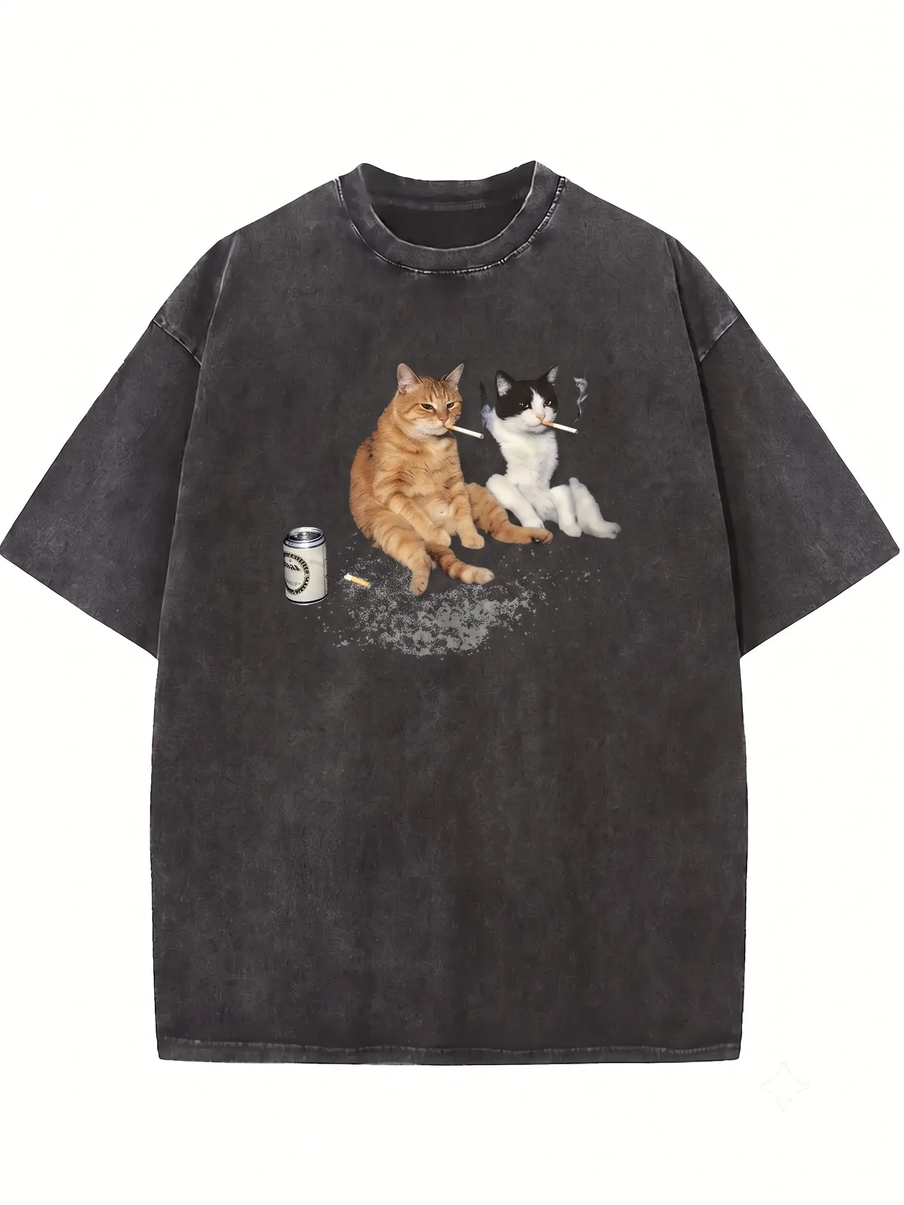 Gildan Unisex Vintage Graphic Tshirt - Men's Short-Sleeve Top, Sad Cat Couple Design, Funny Valentine's Day Gift, Gothic Grunge Y2k Emo Streetwear