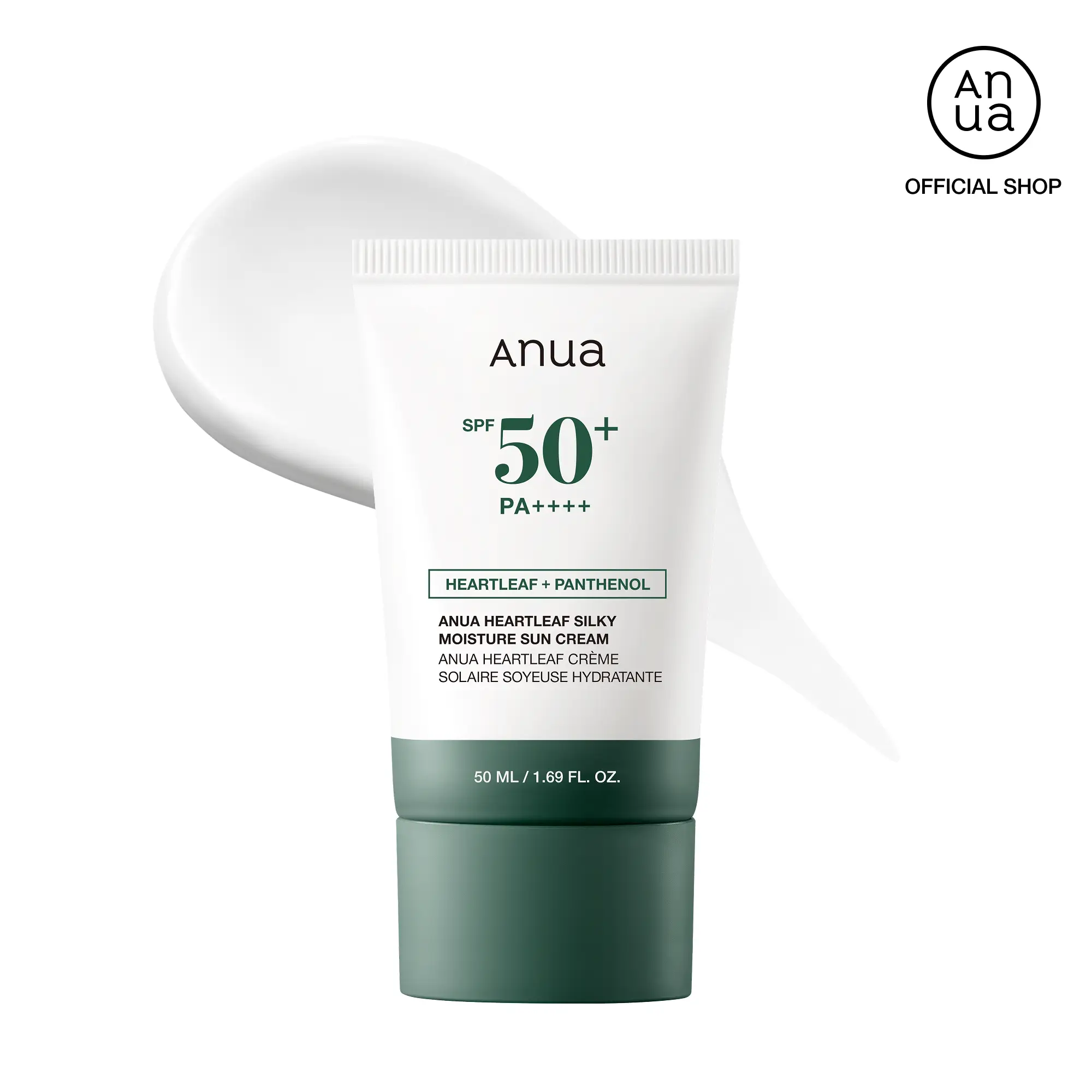 [Anua Official Shop] Heartleaf Silky Moisture Mild Sunscreen 50ml | Broad Spectrum SPF 50+, lightweight, silky formula, vegan, reef-safe, skincare Sen
