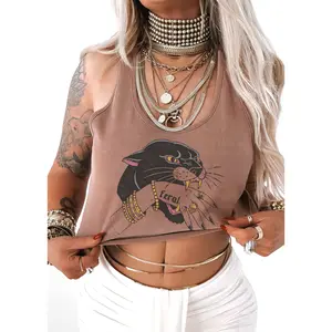 CROPPED FERAL GRAPHIC BOYFRIEND TANK