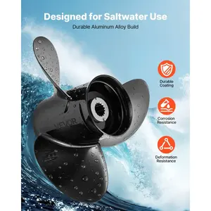 fathersdaygift VEVOR Outboard Propeller, Upgrade OEM 15 Spline Tooth Aluminum Outboard Boat Propeller Fit Mercury Engines 40-140 HP, 4-1/4 Gearcase, 3-Blade, RH (Right Hand Rotation), OEM Parts No. 48-77344A45