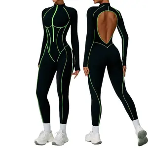 Color-Block One-Piece Quick-Dry Yoga Suit Beautiful Back Tight-Fitting Fitness Suit High-Intensity Sports Running One-Piece