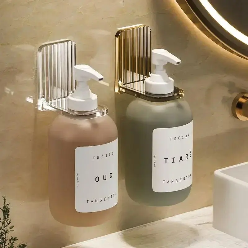 Light Luxury Wall-Mounted Organiser - Adjustable Shower Gel Bottle Rack, Shampoo Bottle Holder, Hand Soap Dispenser Hook, Free-Punching Installation