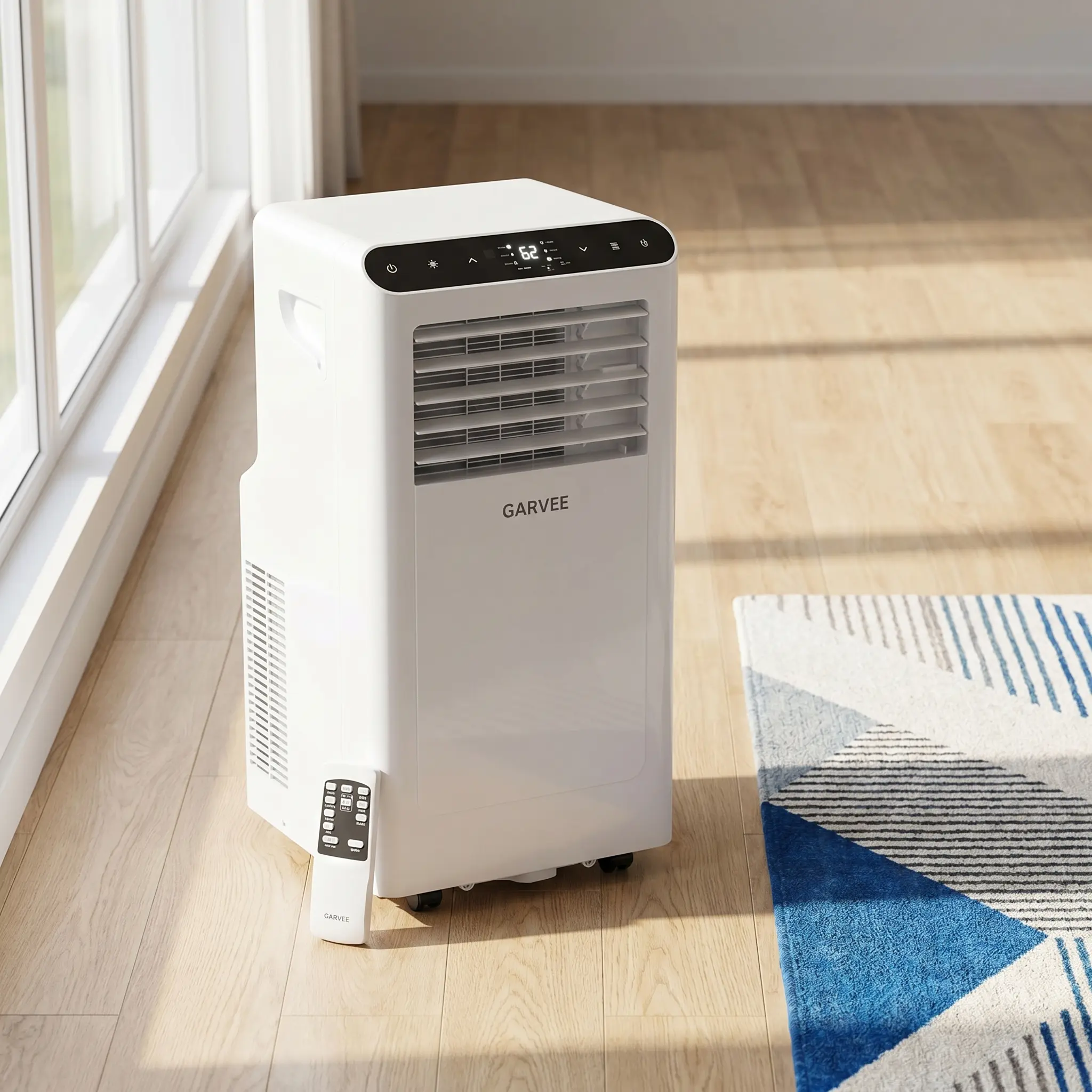 OP-8,000 BTU Portable Air Conditioner, 4-in-1 Mobile AC Cools 350 Sq.Ft, Quiet 48dB, Dehumidifier & Fan, Remote, 24H Timer, DOE Certified, White & Black, Installation Kit