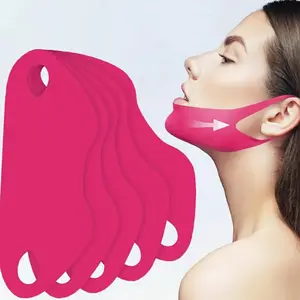 V-Line Lifting Mask 5 Count Double Chin Reducer Hydrogel Collagen with Niacinamide Centella Asiatica Hydrating Anti-Aging Sensitive Moisturizer for All Skin Types No Need to Wash