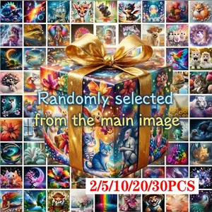 Multi-Pack 20x20cm 5D Diamond Painting Kits - 2/5/10/20/30pcs Assorted Designs (Cartoon Animals/Flowers/Characters) - Full Drill DIY Diamond Art Mosaic Crafts Needle Crafts Kit for Wall Decor, Beginner Gift (Each Piece Individually Packed) Handmade Gifts
