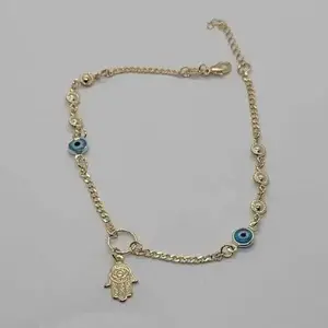 Brand New Brazilian 18k Gold Filled Hamsa & Evil Eye Anklet
