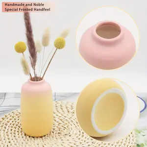 New 6 Pack Small Vase Ceramic Vase for Home Decor Pink Yellow Bud Vases Small Vases for Flowers Modern Farmhouse Decor Wedding Dinner Table Shelf Decor Boho Vases for Dried Flowers Round Ornaments