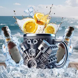 Retro Mechanical V8 & V6 Engine Stainless Steel Cup 16.91 Ounces Resin Shell Interior Gift for Men Car Enthusiasts Fathers Living Room Decor Artistic Display Washable Reusable Coffee Ceramic Tumbler Insulated Travel Drinkware Travel Mug Stylish