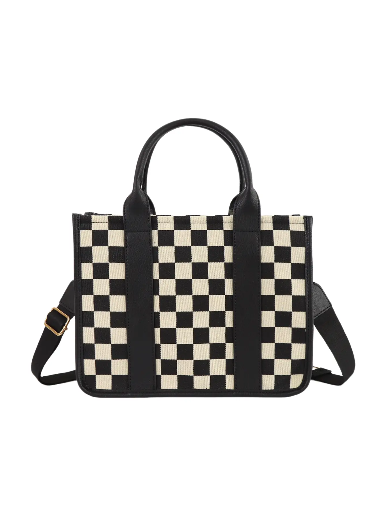 Checkerboard Pattern Tote Bag, Fashionable Canvas Shoulder Bag for Women, Casual Trendy Versatile High-quality Daily Commuting Bag, Girl Fashionable S