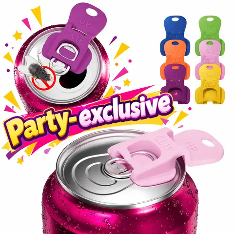 【Party-Exclusive】Manual Easy Can Opener, 6 Pack Colorful Soda Beer Can Opener & Beverage Can Cover Protector, Premium Plastic Shields Can Openers for Pop, Coke, Beer, Soda, Drink Aluminum Beverage