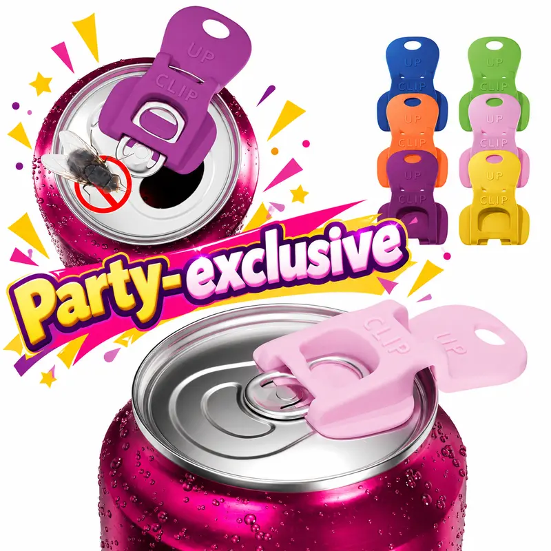 【Party-Exclusive】Manual Easy Can Opener, 6 Pack Colorful Soda Beer Can Opener & Beverage Can Cover Protector, Premium Plastic Shields Can Openers for Pop, Coke, Beer, Soda, Drink Aluminum Beverage