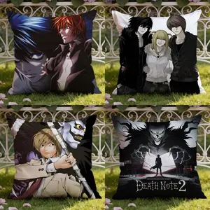 Death Note Cushion Cover Ultra-Soft Reversible Plush Pillow Cover Perfect for Car Rides Sofa Lounging Bedroom Relaxation Heartfelt Gift for Family & Friends