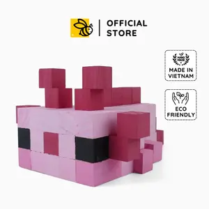 Minecraft Axolotl Wood Model, Unique Toy Pixel Block, DIY Minecraft decor, Custom Handmade Gift & DIY Coloring Kit, Gift for him, Gift for her