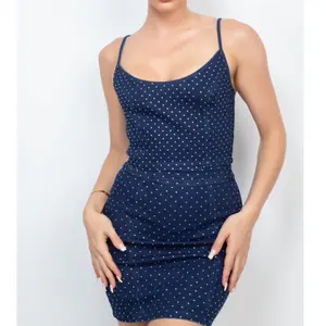 Denim rhinestone skirt set