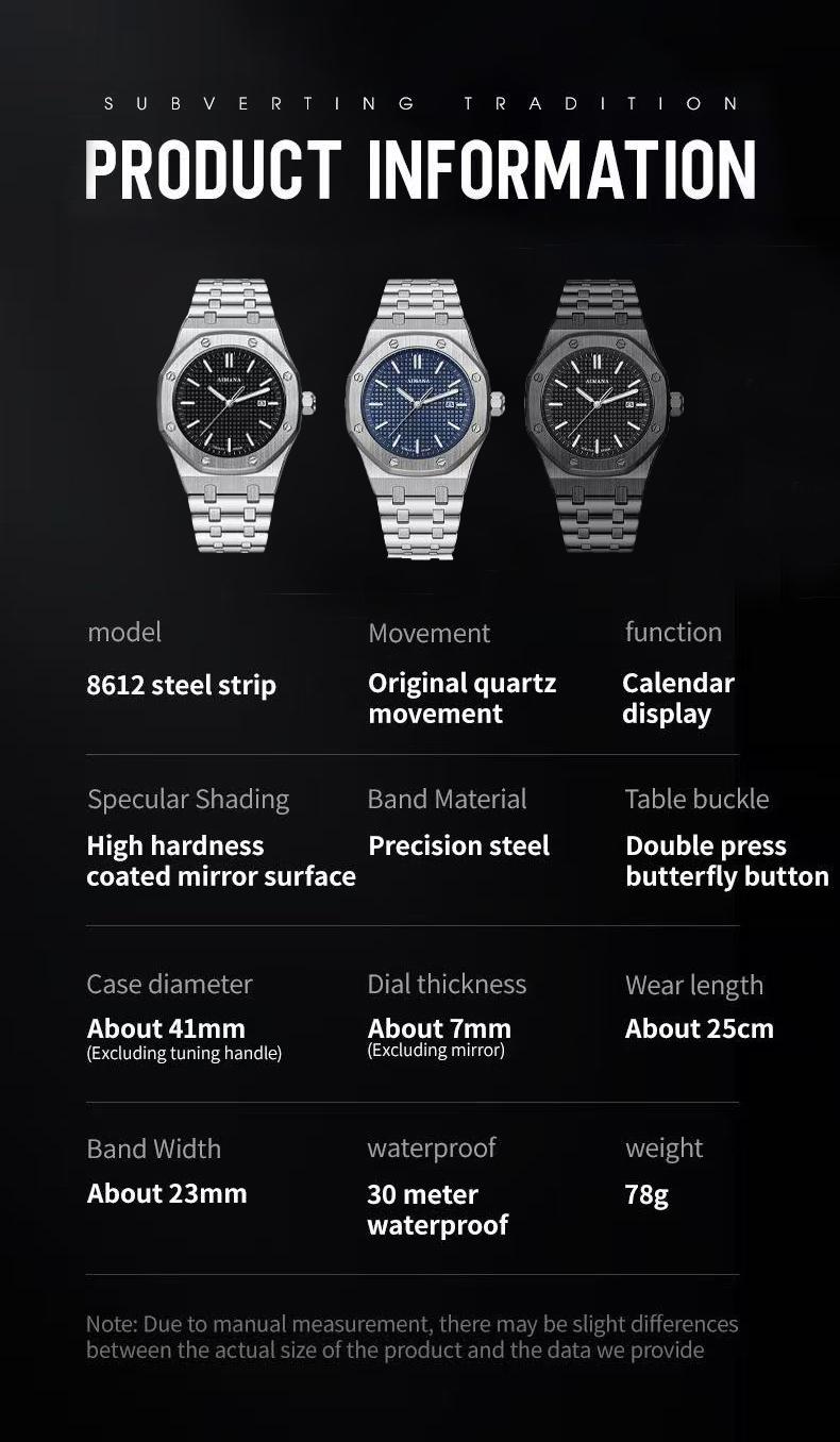 Men’s Luxury Formal Quartz Watch–Featuring a square stainless steel case with a luminous dial,water and scratch resistance, and a date display.A stylish and versatile luxury timepiece(Randomly give away an elegant,and stylish women's watch) Men’s Luxury Formal Quartz Watch–Featuring a square stainless steel case with a luminous dial,water and scratch resistance, and a date display.A stylish and versatile luxury timepiece(Randomly give away an elegant,and stylish women's watch)