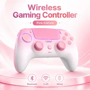 Pink Gradient Wireless Controller Compatible with PS4/Switch/PC/iOS/Android, Hall Effect Joystick & Trigger, Programmable Back Paddles (M1/M2), RGB Lights, Turbo Function, 3.5mm Headphone Jack & Built-in Speaker, 1500mAh Battery for Multi-Platform Gaming