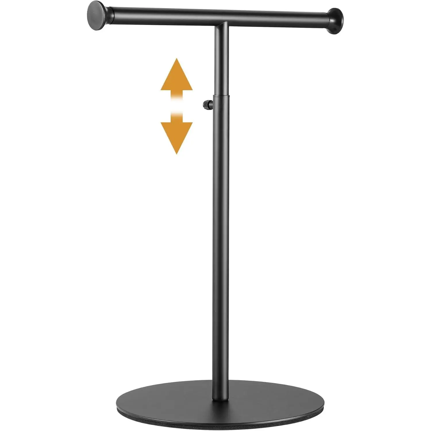 T Bar Purse Display Stand Tabletop: Adjustable Height Handbag Holder, Countertop Hanging Rack for Long Necklace Scarf Lanyard, Black
