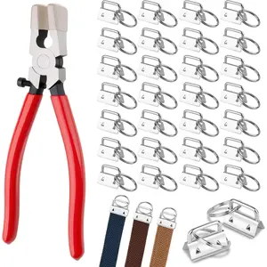 70pcs 1 Inch Key Fob Hardware Set with Key Fob Pliers Keychain Making Supplies Kit for DIY Keychain Wristlet and Lanyard Sliver