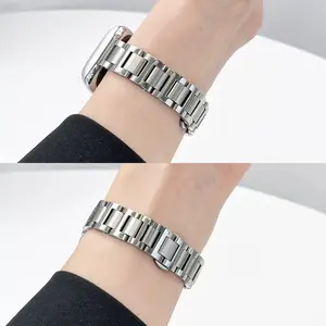 Release Stainless Steel Watch Band for Apple Watch 40mm 41mm 42mm 44mm 46mm, Adjustable iWatch Metal Bracelet for Women, Compatible with Series 11/10/9/8/7/6/5/4/3/2/1 Se