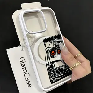 Fast Sports Car Rear Design Phone Case， Futuristic Neon Style for iPhone 17 16 15 14 13 12 11 Plus Pro Max.A17
