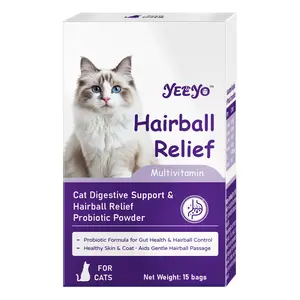 YEYYO Cat Hairball Relief Powder with Probiotics and Pumpkin, Natural Digestive Support, Helps Hairball Control, Shiny Coat & Gut Health