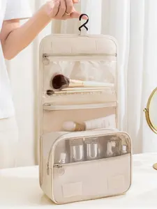 Foldable Hooked Makeup Bag, Waterproof Travel Toiletry Bag, Portable Cosmetic Organizer with Multiple Compartments, Travel Cosmetic Bags