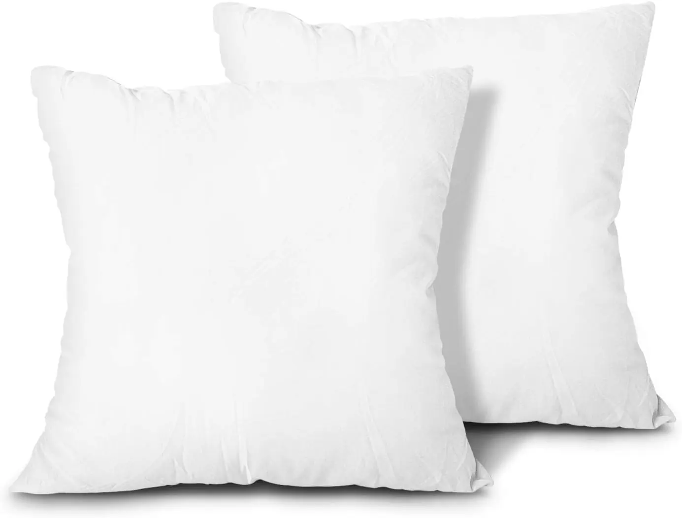 Throw Pillow Inserts Set of 2, Lightweight Down Alternative Polyester Pillow, 18x18 Couch Cushion Sham Stuffer Machine Washable USA