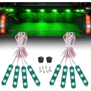 Nilight TR-117-H 8PCS 24LED Green Truck Pickup Bed Lights, Weatherproof Cargo Rock Lighting Kits with Silicon Seal, Tape/Screws, Switch for Van Off-Road Vehicles,summervibes