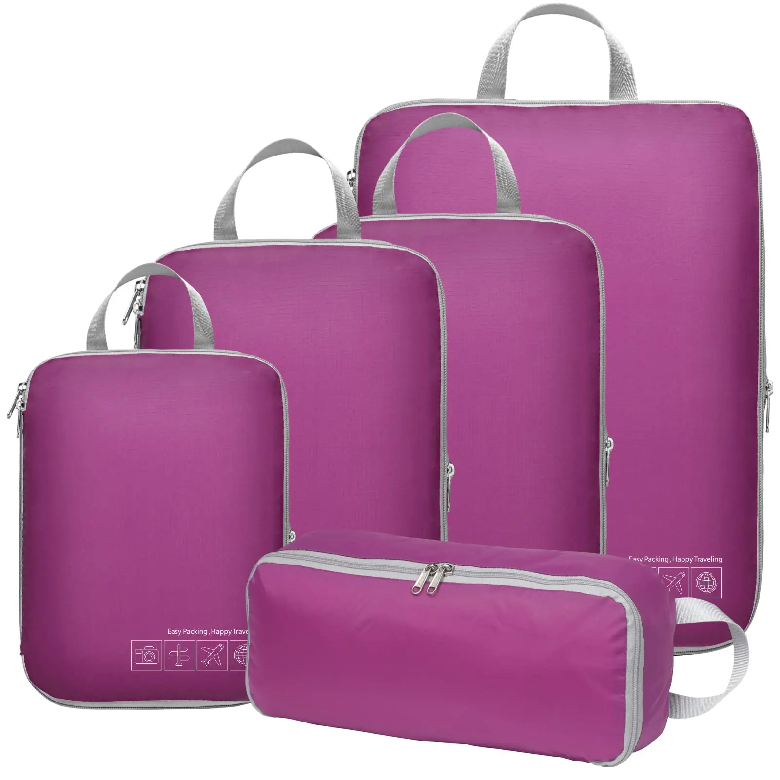 Compression Packing Cube Set w/Underwear Bag - Save 50% Luggage Space | TSA-Friendly Travel Organizers for Carry-Ons