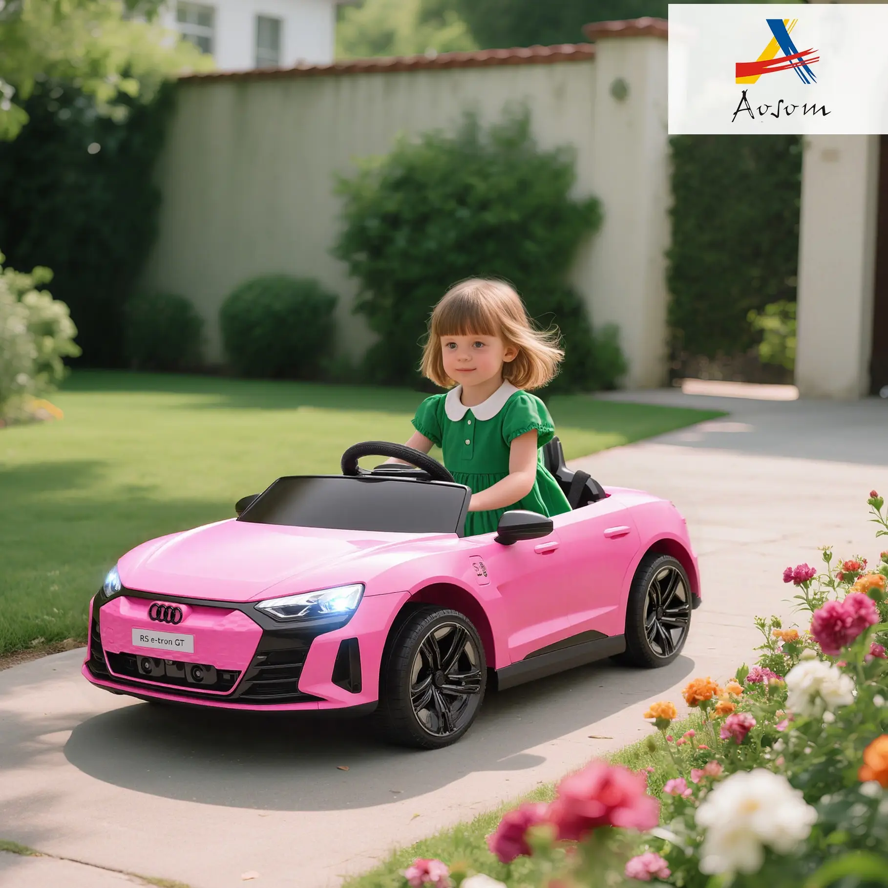 Aosom 6V/12V Kids Ride on Car, Licensed Audi RS E-tron GT 3.1 MPH Electric Car, with Remote Control, 4 Wheels with Suspension, Horn, Music, Lights Fun