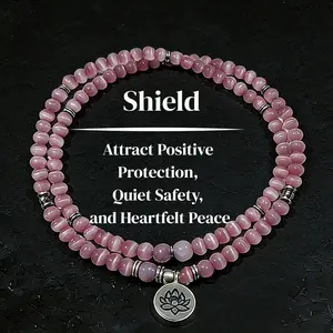 Shield Positive Protection Beaded Necklace - Lotus Pendant Dual-Use Chain