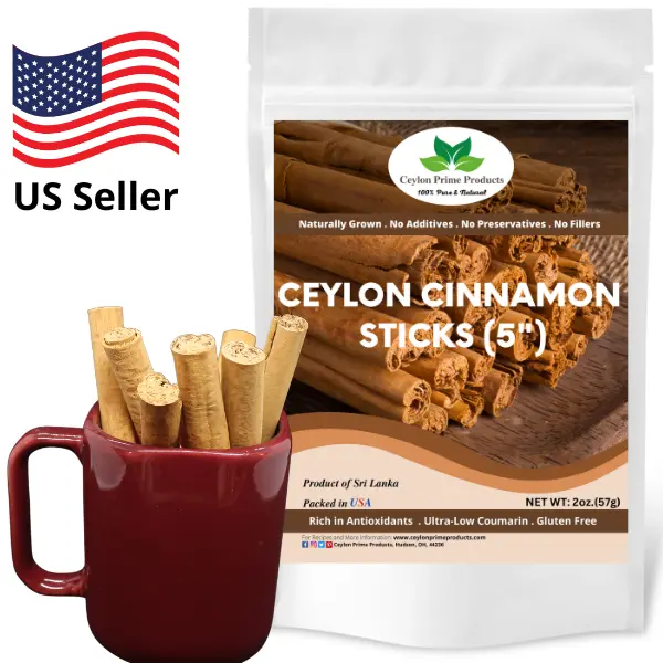 Premium Grade Ceylon Cinnamon Sticks from Sri Lanka, 100% Pure and Natural - 5 inch - Flavor, Spice