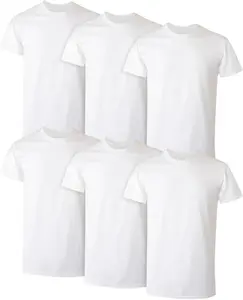 Mens Undershirt Packs, Stay-Tucked Soft Cotton Undershirts, Best Undershirts for Men, White - 6 Pack