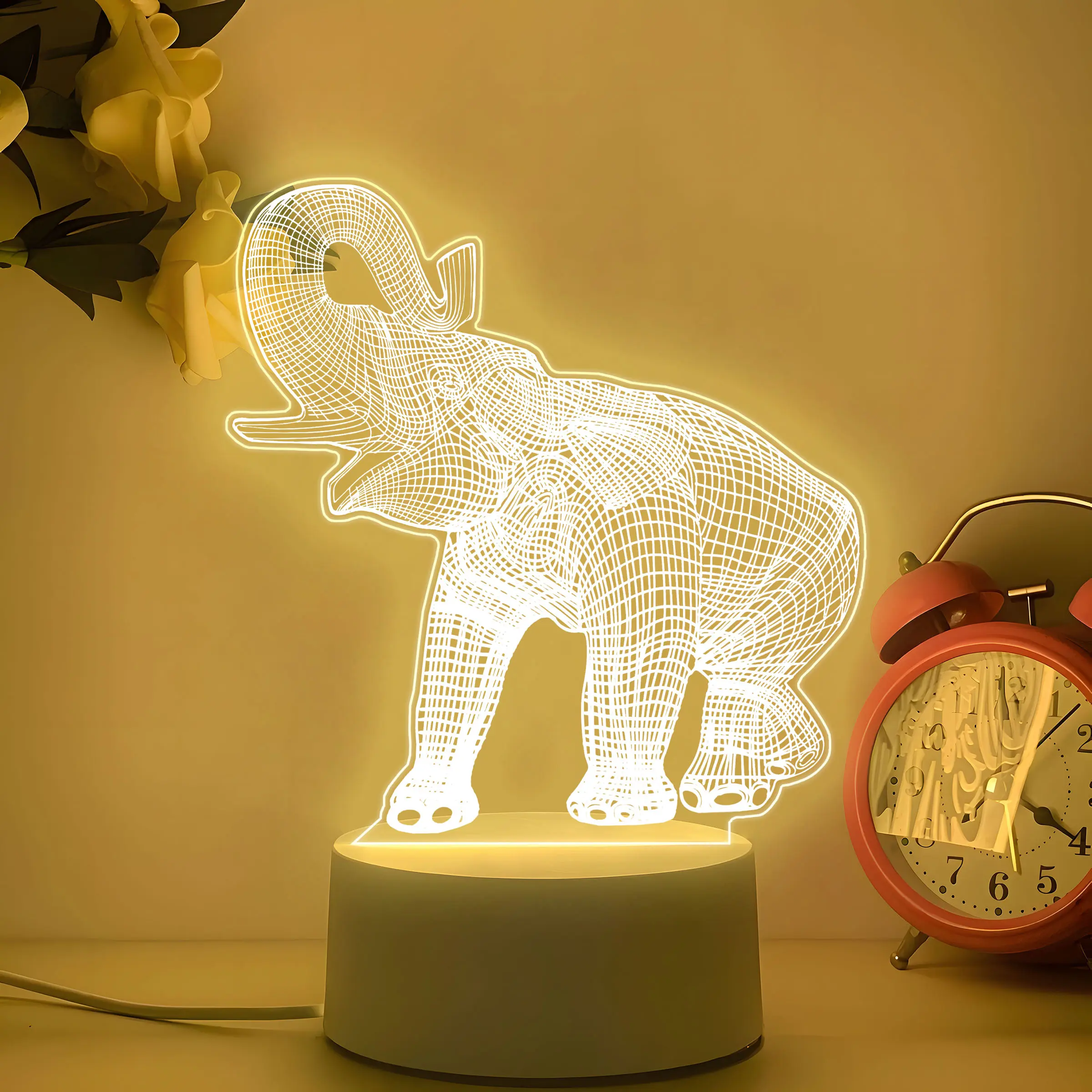 Acrylic Elephant Night Light, Creative Glowing Animal Lamp, Cute Home Decor, Desk & Living Room Accessory, Birthday or Holiday Gift, Ambient Night Lights