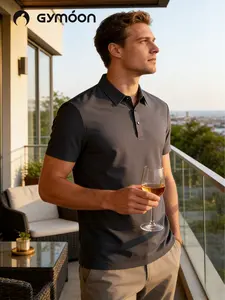 Gymoon 3 Pack Ice Silk Seamless Polo Shirt Bare & Cool Touch | Piqué Mesh Fabric Smooth and soft, bid farewell to summer stickiness.Sweat-absorbent & Breathable Free to breathe, no troubles during sports and outings. Menswear Top Man Tropical Shortsleeve