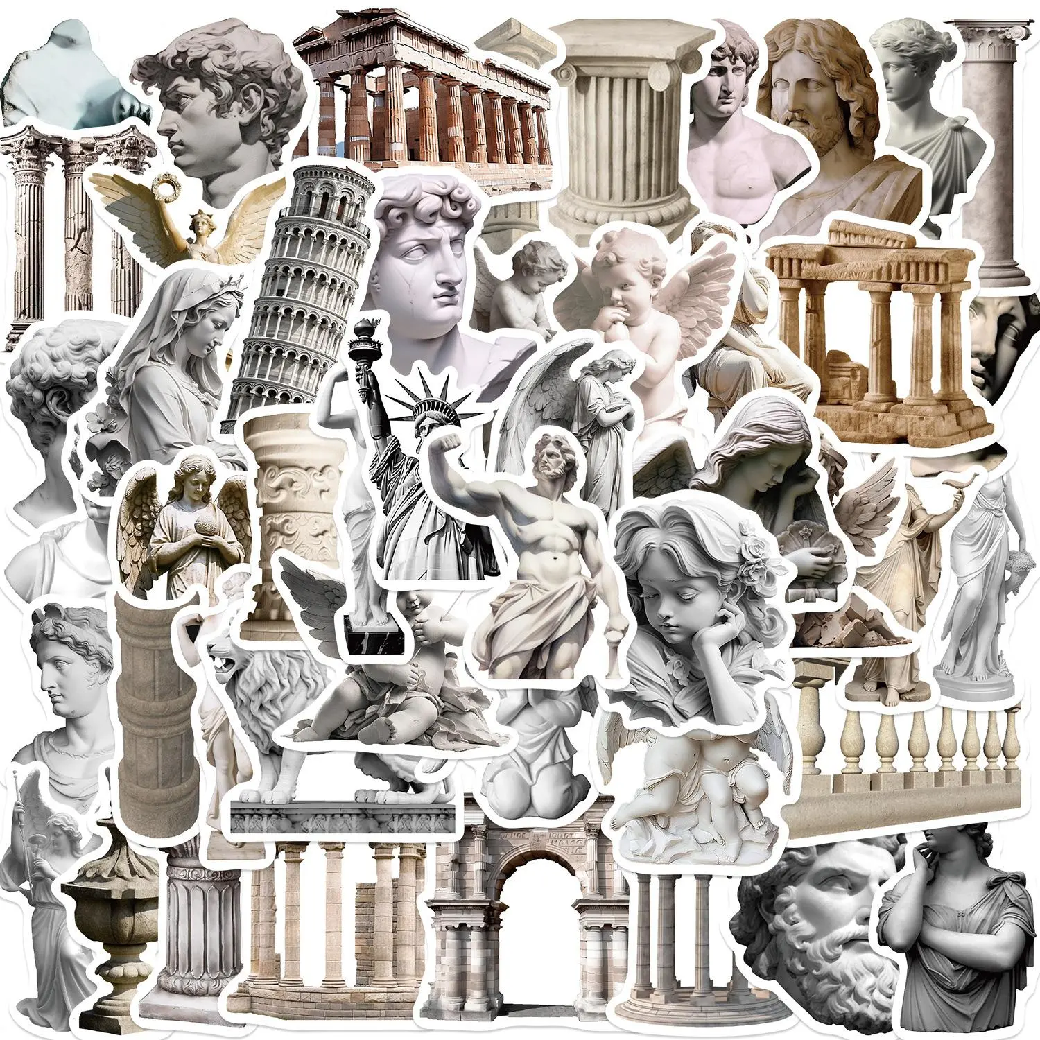 Art Statue Pattern Sticker, 50pcs Creative Personalized Self Adhesive Durable Decorative Stickers, DIY Decals for Water Bottle, Laptop, Phone Case, Scrapbooking, Journal Making