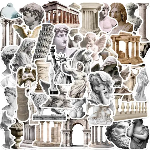 Art Statue Pattern Sticker, 50pcs Creative Personalized Self Adhesive Decorative Stickers, DIY Decals for Water Bottle, Laptop, Cellphone, Phone Case, Scrapbooking, Journal Making