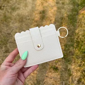 Beige Keychain Cardholder Wallet